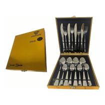Faqueiro Ouro Luxo 16 Peças Aço Inox Com Caixa - Lançamento