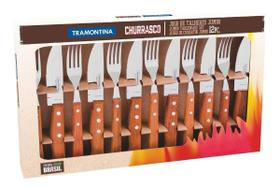 Faqueiro para Churrasco 12 Peças e Carnes Tramontina com Cabo de Madeira em Aço Inox