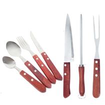 Faqueiro Para Churrasco e Mesa Grill 35 Peças Aço Inox / Madeira Faqueiro Para Churrasco e Mesa Grill 35 Peças Aço Inox / Madeira
