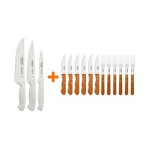 Faqueiro Premium 3 Pç + Faqueiro 12 Pç Churrasco Tramontina