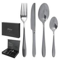 Faqueiro premium aco inox c/24 pcs toulouse prata florarte Faqueiro premium aco inox c/24 pcs toulouse prata florarte
