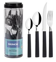 Faqueiro Riviera 24 Peças em Aço Inox Brinox Preto Faqueiro Riviera 24 Peças em Aço Inox Brinox Preto