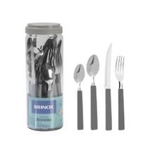 Faqueiro Riviera 24 Peças Em Aço Inox Cinza Brinox