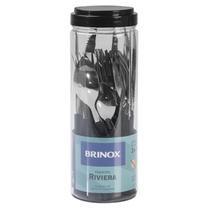 Faqueiro Riviera Inox 24 Peças Brinox Jogo Talheres Preto
