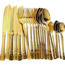 Faqueiro Talheres de Luxo Dourado Trabalhado 24Un Faqueiro Talheres de Luxo Dourado Trabalhado 24Un