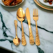 Faqueiro Talheres Dourado De Luxo Super Trabalhado 24 Pçs
