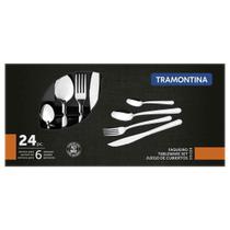 Faqueiro Tramontina 24 Peças Búzios Jogo Talheres Aço Inox Faqueiro Tramontina 24 Peças Búzios Jogo Talheres Aço Inox