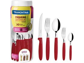 Faqueiro Tramontina Aço Inox Ipanema 30 Peças Jogo De Talheres Cor Vermelho