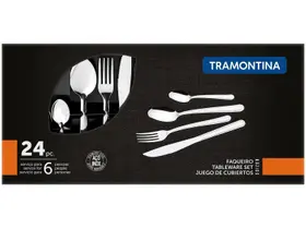Faqueiro Tramontina Búzios 24 Peças Aço inox Jogo de Talheres Prata Faqueiro Tramontina Búzios 24 Peças Aço inox Jogo de Talheres Prata