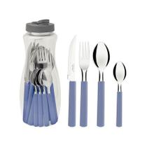 Faqueiro tramontina gamboa 16 pecas inox cabo propileno azul c/ garrafa Faqueiro tramontina gamboa 16 pecas inox cabo propileno azul c/ garrafa