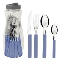 Faqueiro Tramontina Gamboa Azul 16 Peças Aço Inox 4 Pessoas no Pote Faqueiro Tramontina Gamboa Azul 16 Peças Aço Inox 4 Pessoas no Pote
