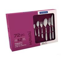 Faqueiro Tramontina Havaí em Aço Inox com Facas para Churrasco 72 Peças Serve até 12 Pessoas Faqueiro Tramontina Havaí em Aço Inox com Facas para Churrasco 72 Peças Serve até 12 Pessoas
