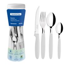 Faqueiro Tramontina Ipanema 24 Peças em Aço Inox e Cabos Polipropileno Branco com Pote Plástico 23399891
