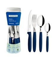 Faqueiro Tramontina Ipanema Cabo Azul com Pote Plástico 24 Peças