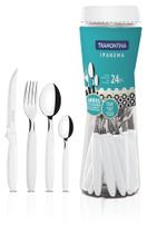 Faqueiro Tramontina Ipanema Lâminas Aço Inox Cabos de Polipropileno Branco com Pote Plástico 24 Pçs