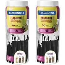 Faqueiro Tramontina Ipanema Preto 60 Peças Aço Inox Polipropileno Lava Louças