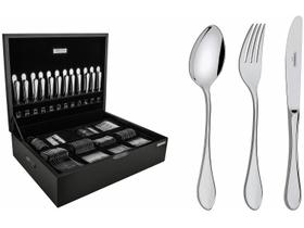 Faqueiro Tramontina Italy com Facas de Mesa Forjadas 6mm e Estojo de Madeira 130 Peças