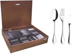 Faqueiro Tramontina Italy com Facas de Mesa Forjadas 6mm e Estojo de Madeira 130 Peças