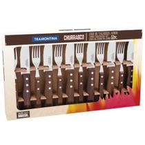 Faqueiro Tramontina Jumbo 12 Peças Aço Inox Cabo Madeira Polywood Churrasco Original Faqueiro Tramontina Jumbo 12 Peças Aço Inox Cabo Madeira Polywood Churrasco Original