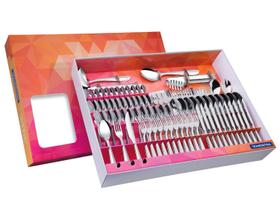 Faqueiro Tramontina Laguna Aço Inox Facas Churrasco Acabamento Brilho Detalhes no Cabo 91 Peças