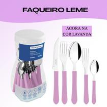 Faqueiro Tramontina Leme 20 Peças Cabos Lavanda e Lâminas em Aço Inox Faqueiro Tramontina Leme 20 Peças Cabos Lavanda e Lâminas em Aço Inox
