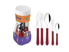 Faqueiro Tramontina Leme 20 Peças Inox com Cabos Polipropileno Vermelho Faqueiro Tramontina Leme 20 Peças Inox com Cabos Polipropileno Vermelho