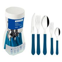 Faqueiro Tramontina Leme Com Lâminas Em Aço Inox E Cabos De Polipropileno Azul 20 Peças Tramontina