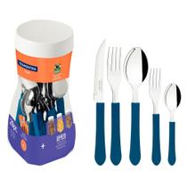 Faqueiro Tramontina Leme com Lâminas em Aço Inox e Cabos de Polipropileno Azul 20 Peças