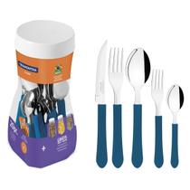 Faqueiro Tramontina Leme com Lâminas em Aço Inox e Cabos de Polipropileno Azul 20 Peças