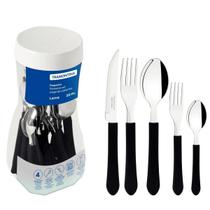 Faqueiro Tramontina Leme com Lâminas em Aço Inox e Cabos de Polipropileno Preto 20 Peças