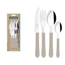 Faqueiro Tramontina Leme com Lâminas em Aço Inox e Cabos de Polipropileno Warm Grey 12 Peças