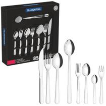 Faqueiro Tramontina Malibu 85 Peças Aço Inox Jogo de Talheres Serve 12 Pessoas Faqueiro Tramontina Malibu 85 Peças Aço Inox Jogo de Talheres Serve 12 Pessoas