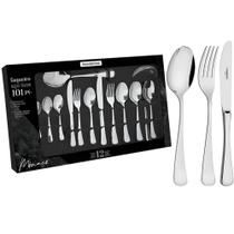 Faqueiro Tramontina Mônaco Aço Inox com Facas de Mesa Alto Brilho com Detalhes no Cabo 101 Peças 669