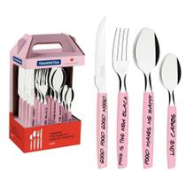 Faqueiro Tramontina My Lovely Kitchen 16 Peças Rosa Em Aço Inox
