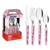 Faqueiro Tramontina My Lovely Kitchen 16 peças Rosa em Aço Inox Faqueiro Tramontina My Lovely Kitchen 16 peças Rosa em Aço Inox