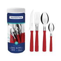 Faqueiro Tramontina New Kolor com Lâminas em Aço Inox e Cabos de Polipropileno Vermelho 24 Peças