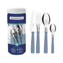 Faqueiro Tramontina New Kolor Lâminas Aço Inox Cabos Polipropileno Azul 24 Peças