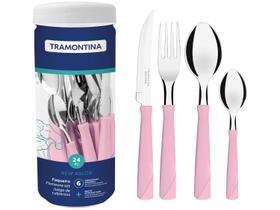 Faqueiro Tramontina New Kolor Lâminas Aço Inox Cabos Polipropileno Rosa 24 Peças Tramontina Faqueiro Tramontina New Kolor Lâminas Aço Inox Cabos Polipropileno Rosa 24 Peças Tramontina