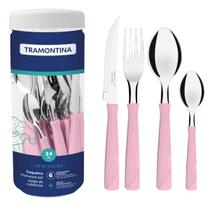 Faqueiro Tramontina New Kolor Rosa 24 Peças Aço Inox no Pote Faqueiro Tramontina New Kolor Rosa 24 Peças Aço Inox no Pote