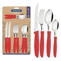 Faqueiro Tramontina Plenus com Lâminas em Aço Inox 16 Peças Vermelho 23498/701