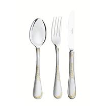 Faqueiro Tramontina Renascença em Aço Inox Detalhes em Ouro Estojo de Madeira 101 Peças