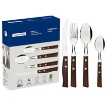 Faqueiro Tramontina Tradicional Aço Inox e Madeira Natural 24 Peças Faqueiro Tramontina Tradicional Aço Inox e Madeira Natural 24 Peças