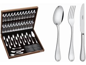 Faqueiro Tramontina Vicenza 76 Peças Aço Inox Facas de Mesa Forjadas Estojo de Madeira Alto Brilho