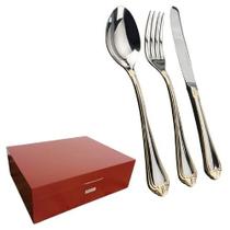 Faqueiro Victorian Friso Ouro 130 Peças Aço Inox 18/10 3MM Com Estojo Fracalanza Faqueiro Victorian Friso Ouro 130 Peças Aço Inox 18/10 3MM Com Estojo Fracalanza