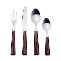 Faqueiro Wicker Inox cabo plastico cor marrom 24 pecas -Dynasty
