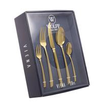 Faqueiro Wolff Viena 30 Peças de Aço Inox Dourado