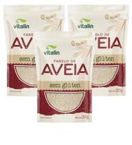 Farelo De Aveia Integral Sem Glúten Vitalin 200g KIT C/3 UN