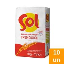 Farinha de Trigo Sol Tradicional Tipo 1 1kg - Embalagem com 10 Unidades