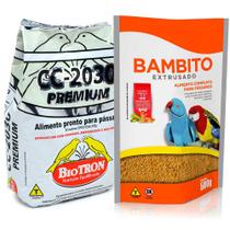 Farinhada Pássaros CC2030 Premium 1kg + Ração Bambito Alimento Extrusado 500g Calopsita Periquito