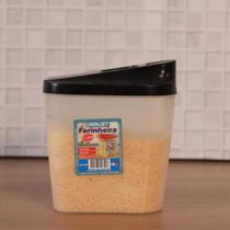 Farinheira Multiuso 1 Litro Tampa Preta p/ Farinha Açúcar Sabão em pó